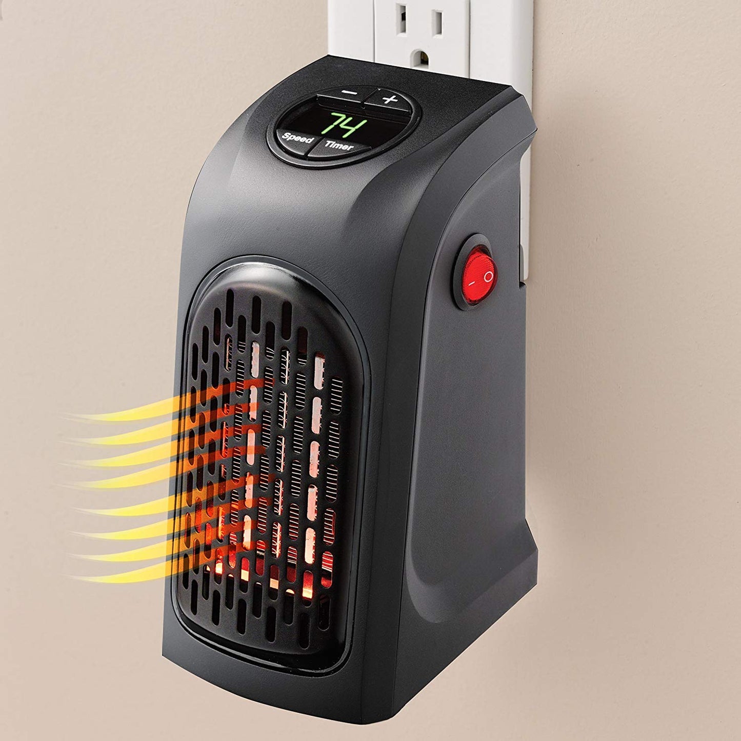 Compact Plug-in Electric Room Heater – 400W Handy Mini Air Warmer with Timer & LED Display, Wall Outlet Space Heater for Home, Office & Bedroom, Personal Portable Heater Fan