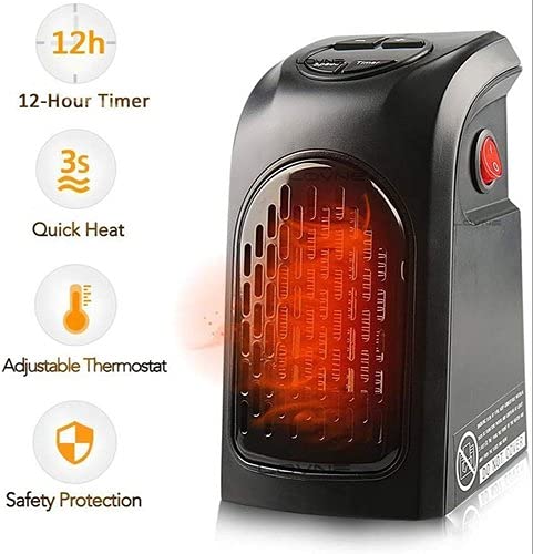 Compact Plug-in Electric Room Heater – 400W Handy Mini Air Warmer with Timer & LED Display, Wall Outlet Space Heater for Home, Office & Bedroom, Personal Portable Heater Fan
