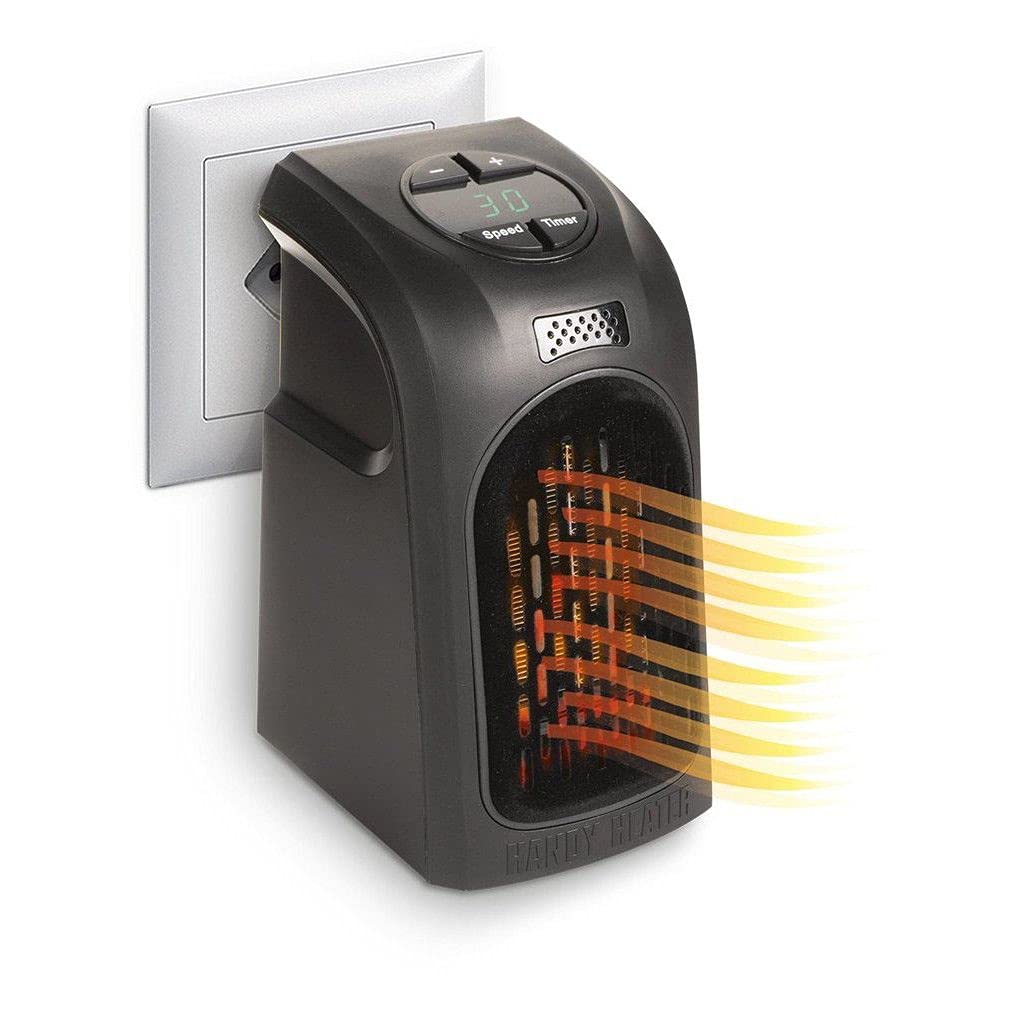 Compact Plug-in Electric Room Heater – 400W Handy Mini Air Warmer with Timer & LED Display, Wall Outlet Space Heater for Home, Office & Bedroom, Personal Portable Heater Fan