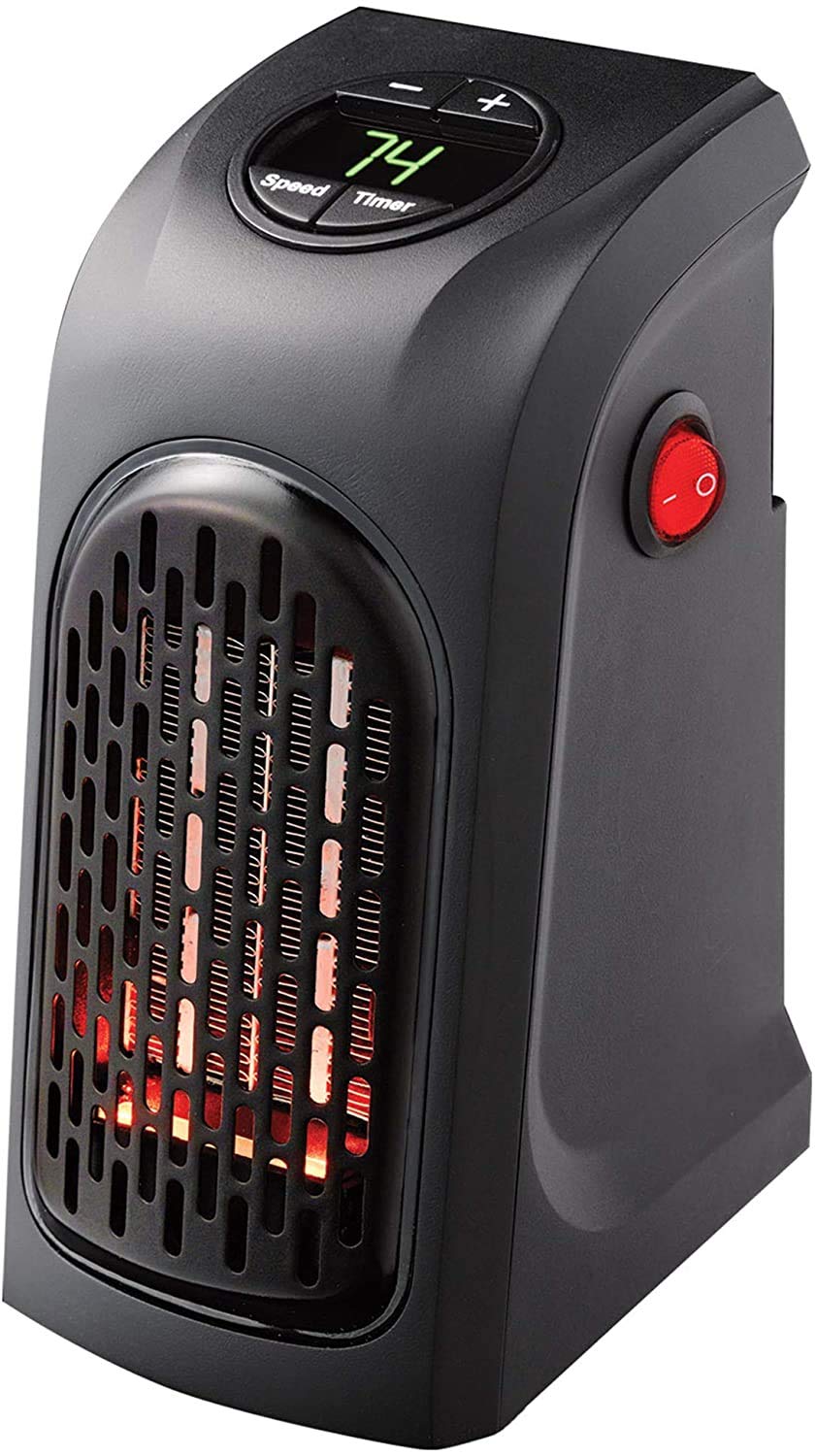 Compact Plug-in Electric Room Heater – 400W Handy Mini Air Warmer with Timer & LED Display, Wall Outlet Space Heater for Home, Office & Bedroom, Personal Portable Heater Fan
