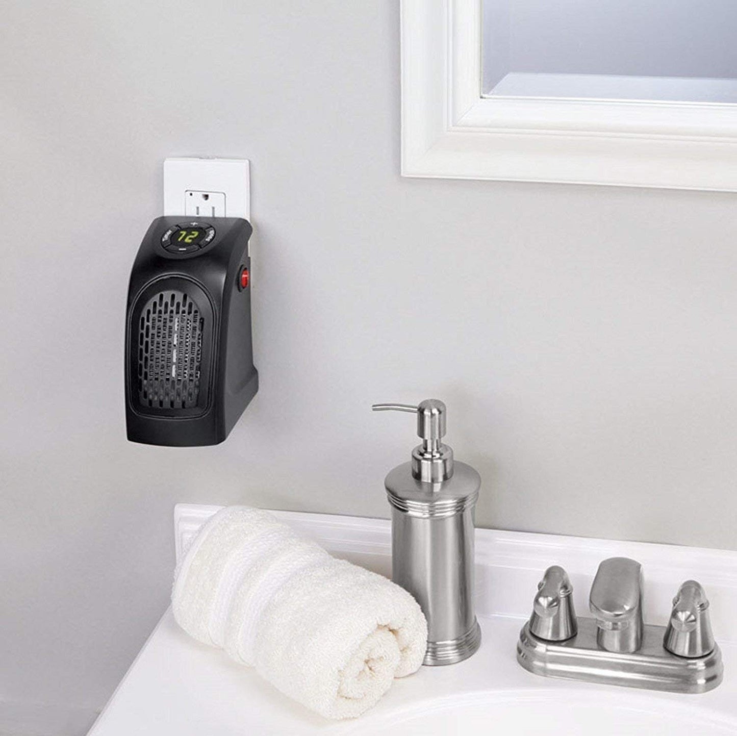 Compact Plug-in Electric Room Heater – 400W Handy Mini Air Warmer with Timer & LED Display, Wall Outlet Space Heater for Home, Office & Bedroom, Personal Portable Heater Fan