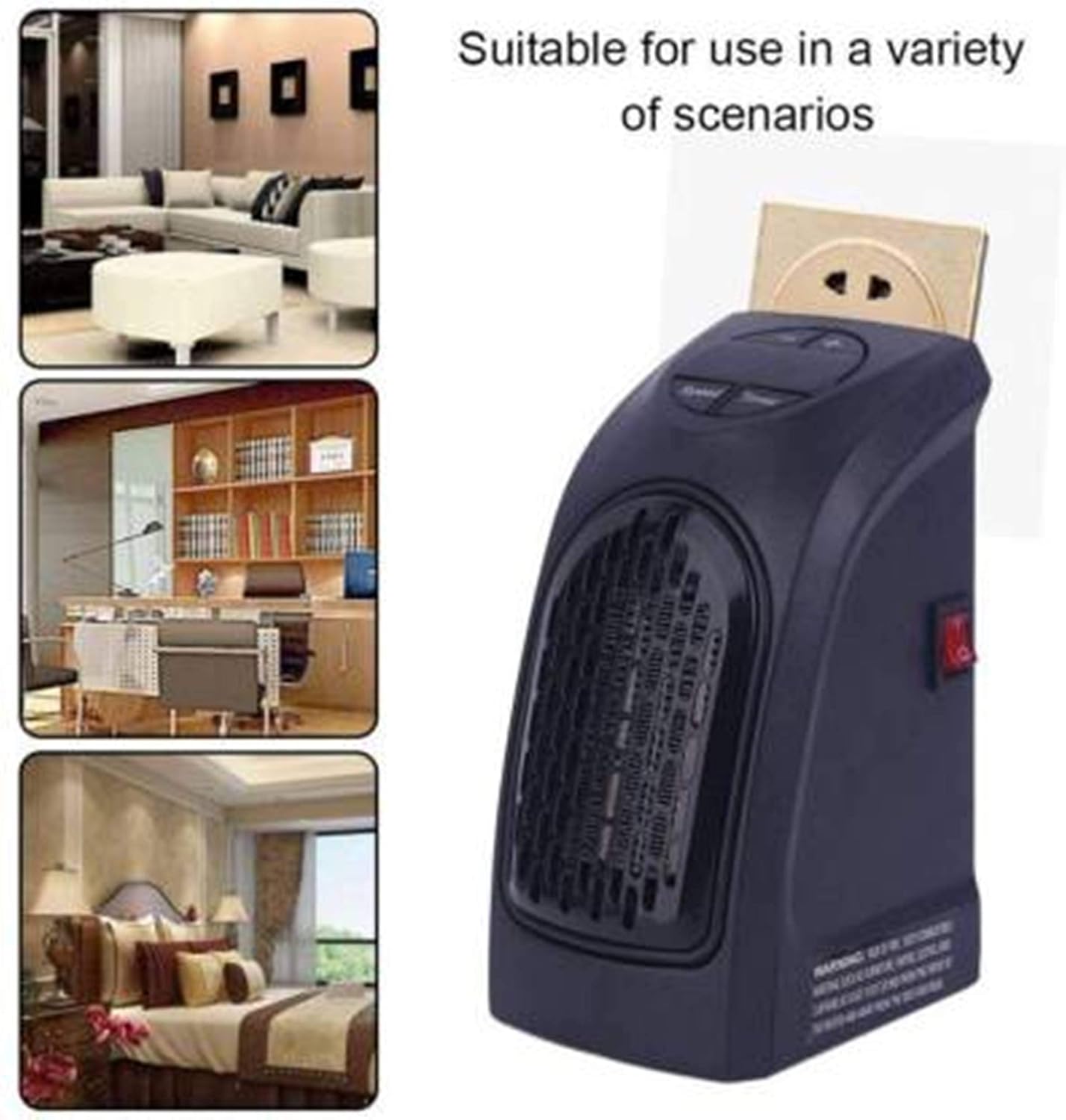 Compact Plug-in Electric Room Heater – 400W Handy Mini Air Warmer with Timer & LED Display, Wall Outlet Space Heater for Home, Office & Bedroom, Personal Portable Heater Fan