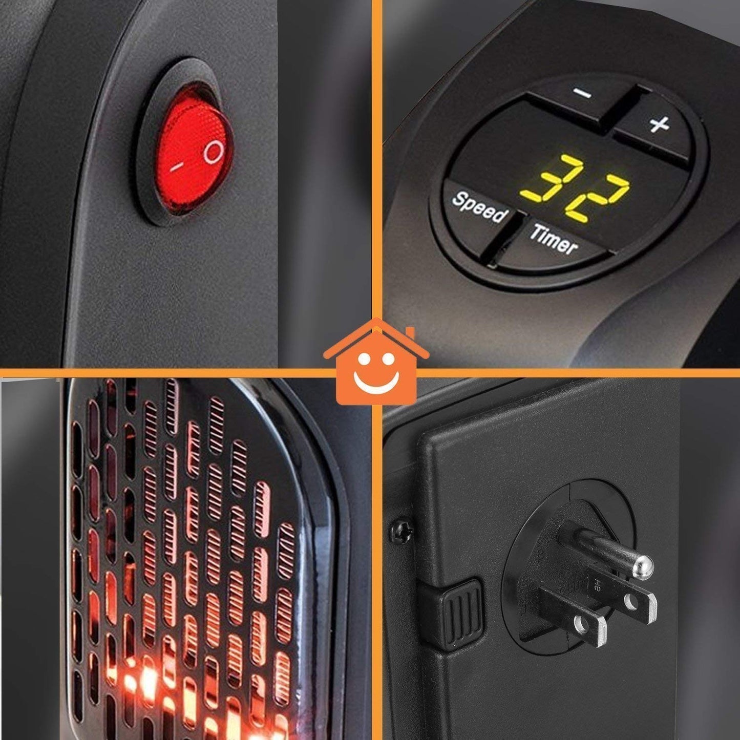 Compact Plug-in Electric Room Heater – 400W Handy Mini Air Warmer with Timer & LED Display, Wall Outlet Space Heater for Home, Office & Bedroom, Personal Portable Heater Fan