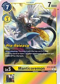 Manticoremon (BT6-041 R) [Double Diamond Pre-Release Cards]
