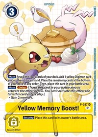 Yellow Memory Boost! - P-037 (Next Adventure Box Promotion Pack) (P-037 SR) [Digimon Promotion Cards]