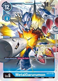MetalGarurumon (2021 Championship Finals Event Pack Alt-Art Gold Stamp Set) (ST2-11 SR) [Starter Deck 02: Cocytus Blue]