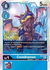 Coredramon (2022 Store Champion) (ST8-06 U) [Starter Deck 08: Ulforce Veedramon]