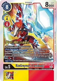 RizeGreymon (X Antibody) (BT9-041 R) [X Record Pre-Release Cards]