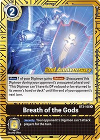 Breath of the Gods (2nd Anniversary Card Set) (BT3-105 R) [Release Special Booster 1.0]