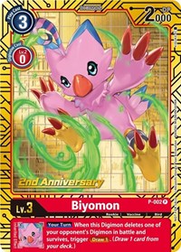 Biyomon - P-002 (2nd Anniversary Card Set) (P-002 P) [Digimon Promotion Cards]
