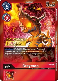 Greymon - P-010 (2023 Regionals Finalist) (P-010 P) [Digimon Promotion Cards]