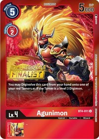 Agunimon - BT4-011 (2023 Regionals Finalist) (BT4-011 U) [Great Legend]