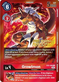 Growlmon (2023 Regionals Participant) (EX2-009 C) [Digital Hazard]