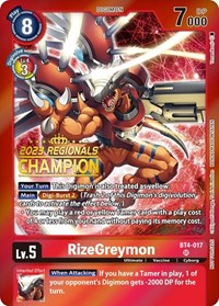 RizeGreymon (2023 Regionals Champion) (BT4-017 SR) [Great Legend]