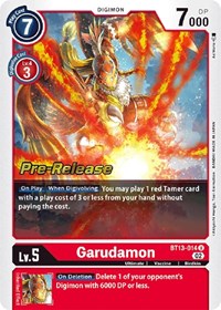 Garudamon (BT13-014 U) [Versus Royal Knights Pre-Release Cards]