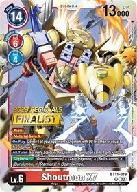 Shoutmon X7 (2023 Regionals Finalist) (BT11-019 SR) [Dimensional Phase]