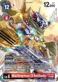 WarGreymon (X Antibody) (Rare Pull) (BT9-016 SR) [World Convergence]