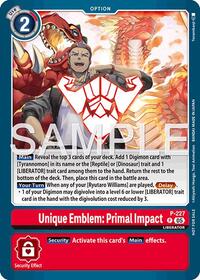 Unique Emblem: Primal Impact (Dawn of Liberator Box Topper) (P-227 P) [Digimon Promotion Cards]
