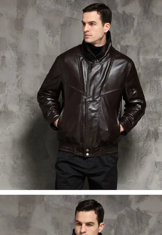 2022 Men's Turn-lapel Leather Jacket Coat Outside Spring and Autumn Street Trendy Men's Personality Simple Punk Fan Coat Q14