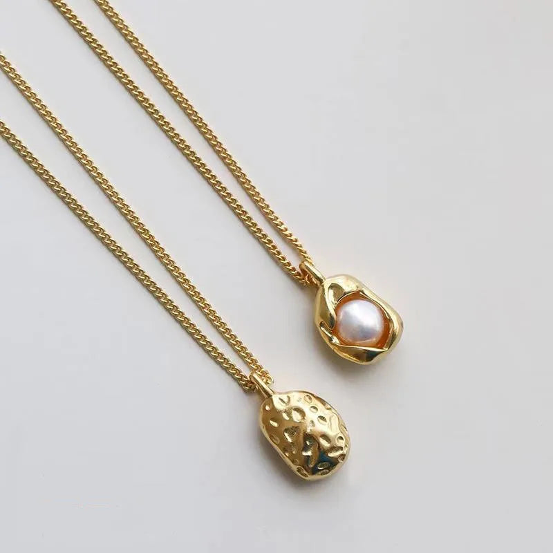 OIMG 316L Stainless Steel Gold Plated Fashion Elegant Irregular Baroque Imitation Pearl Neckalce For Women Aesthetics Jewelry